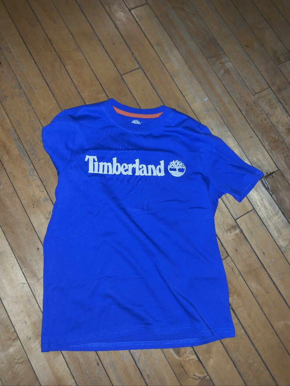 New!! Timberland Boys' Kids Logo Short Sleeve Tees 100% Cotton Blue Crewneck Nwt
